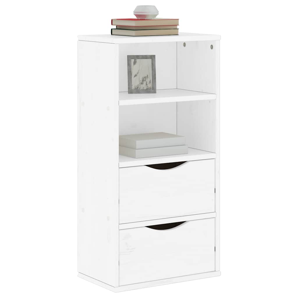 Armoire latérale tiroirs ODDA blanc 40x24x79 cm bois massif pin - XIOS