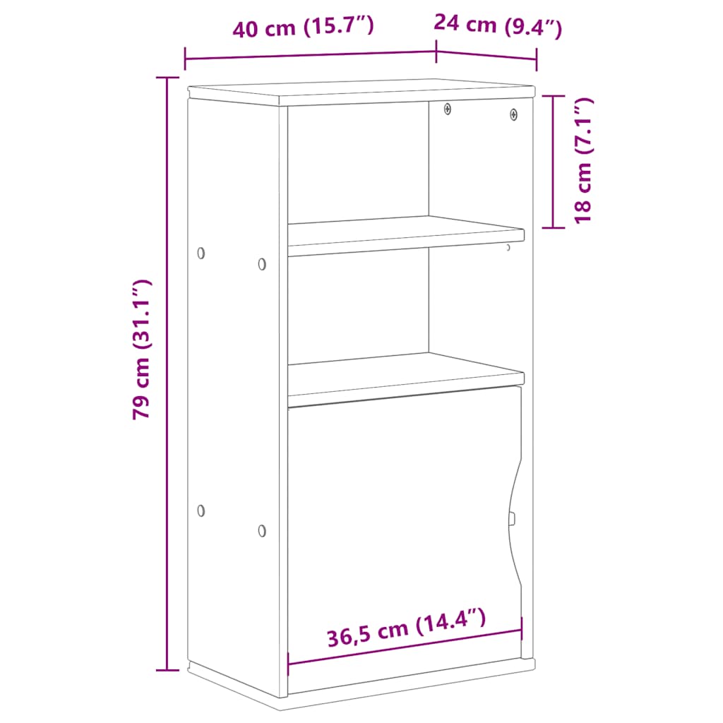 Armoire latérale ODDA blanc 40x24x79 cm bois massif pin - XIOS