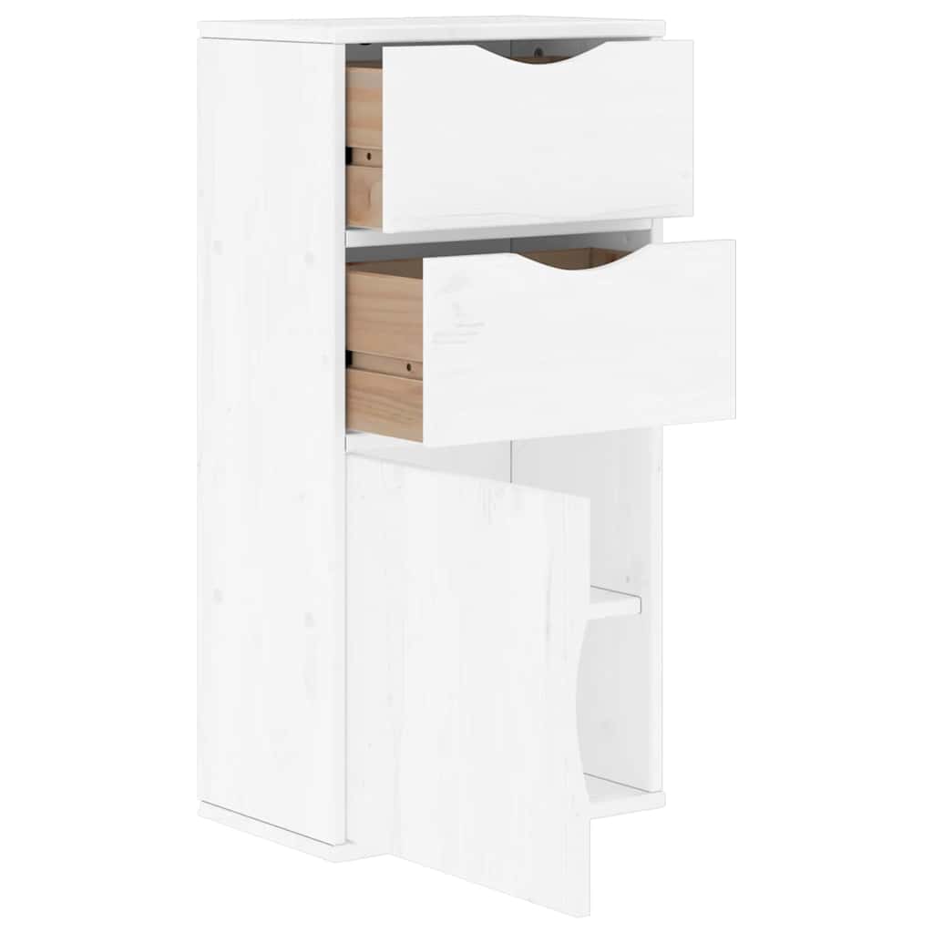 Armoire latérale tiroirs ODDA blanc 40x24x79 cm bois massif pin - XIOS