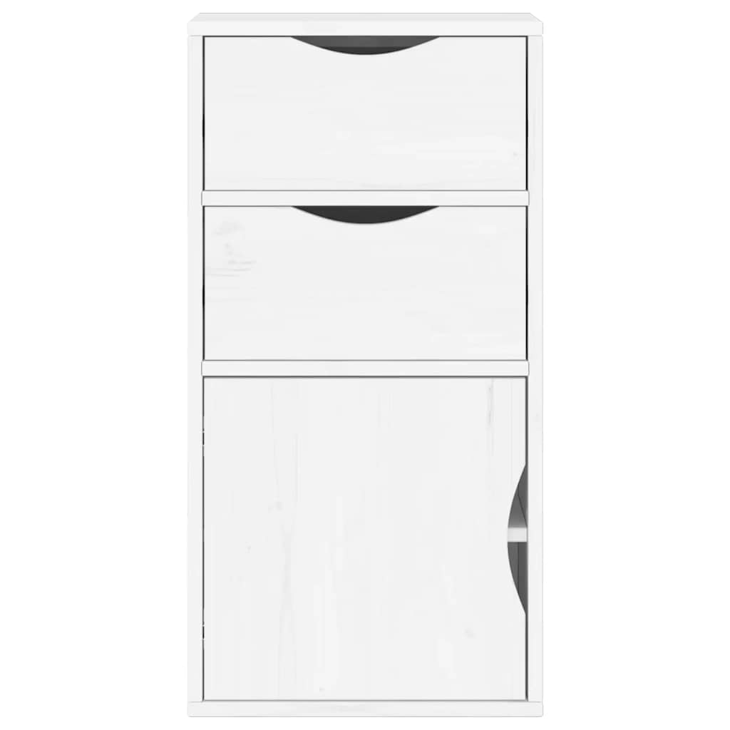 Armoire latérale tiroirs ODDA blanc 40x24x79 cm bois massif pin - XIOS