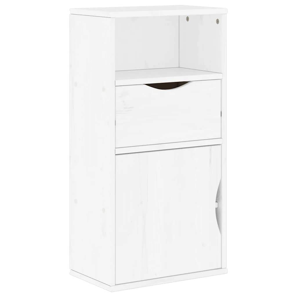 Armoire latérale tiroir ODDA blanc 40x24x79 cm bois massif pin - XIOS