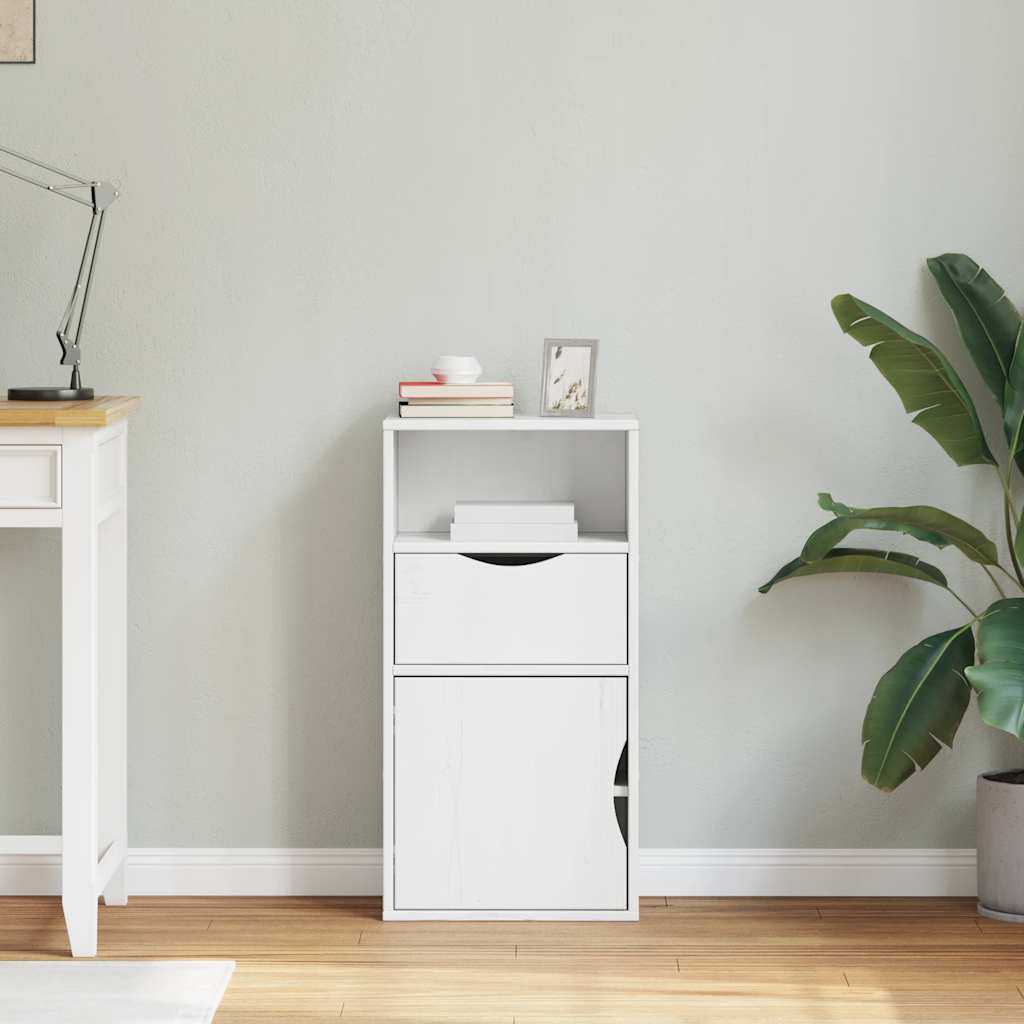 Armoire latérale tiroir ODDA blanc 40x24x79 cm bois massif pin - XIOS