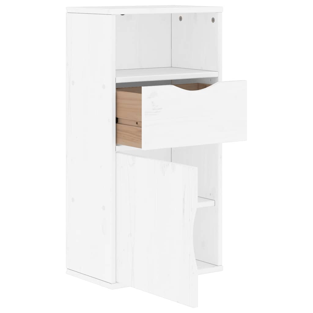 Armoire latérale tiroir ODDA blanc 40x24x79 cm bois massif pin - XIOS