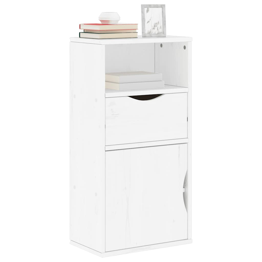 Armoire latérale tiroir ODDA blanc 40x24x79 cm bois massif pin - XIOS