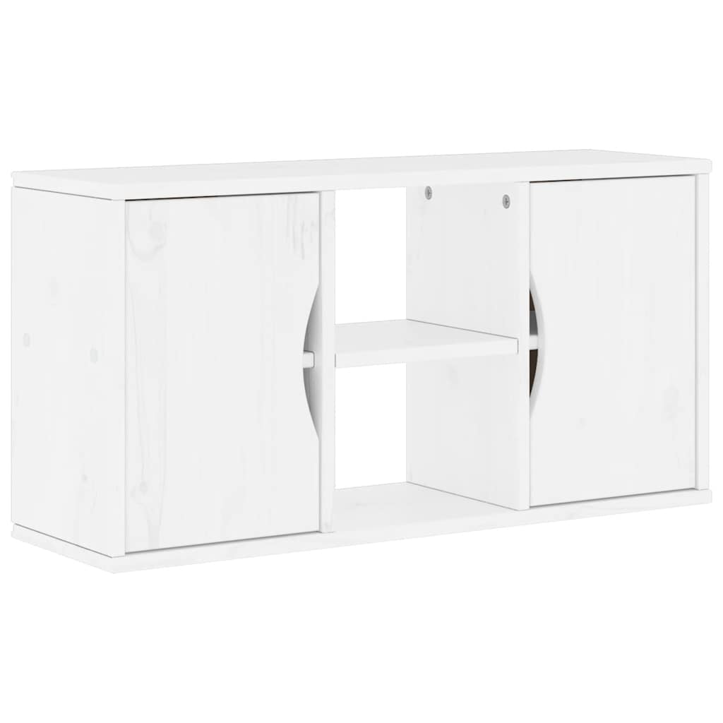 Meuble TV ODDA blanc 79x24x40 cm bois massif pin - XIOS