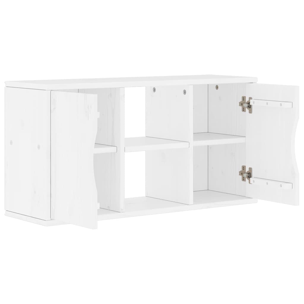 Meuble TV ODDA blanc 79x24x40 cm bois massif pin - XIOS
