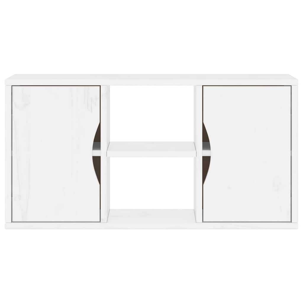 Meuble TV ODDA blanc 79x24x40 cm bois massif pin - XIOS