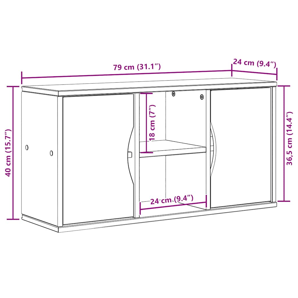 Meuble TV ODDA blanc 79x24x40 cm bois massif pin - XIOS