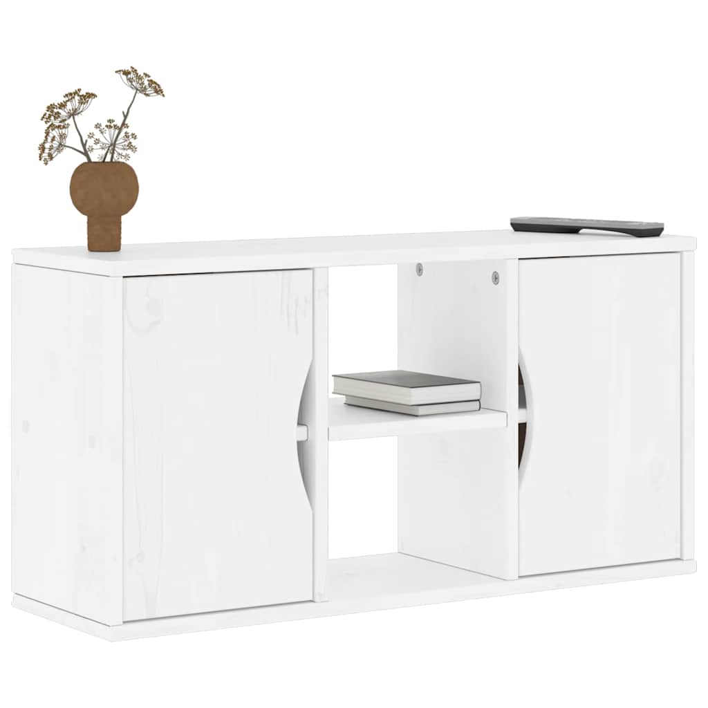 Meuble TV ODDA blanc 79x24x40 cm bois massif pin - XIOS