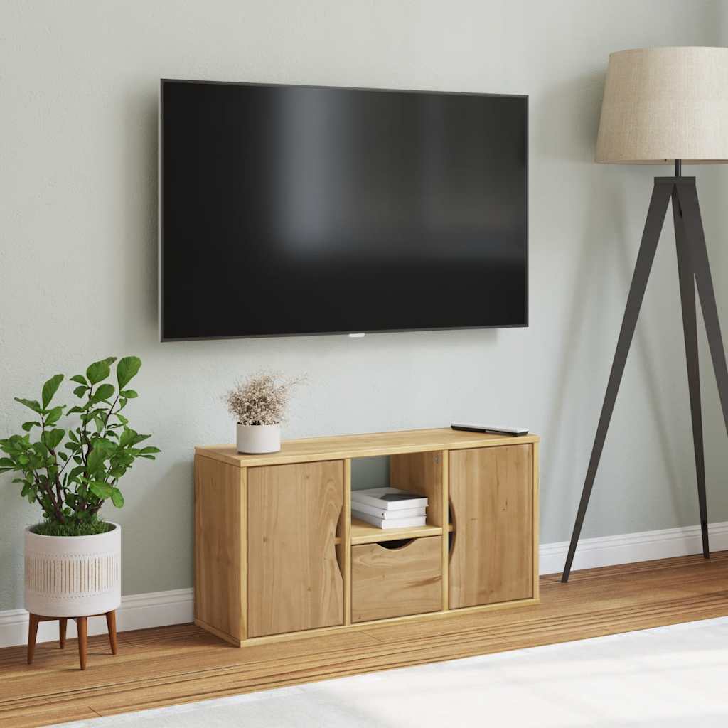 Meuble TV avec tiroir ODDA 79x24x40 cm bois massif pin - XIOS