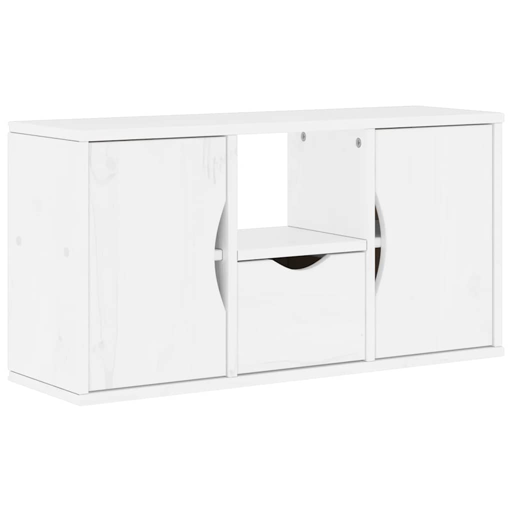 Meuble TV avec tiroir ODDA blanc 79x24x40 cm bois massif pin - XIOS