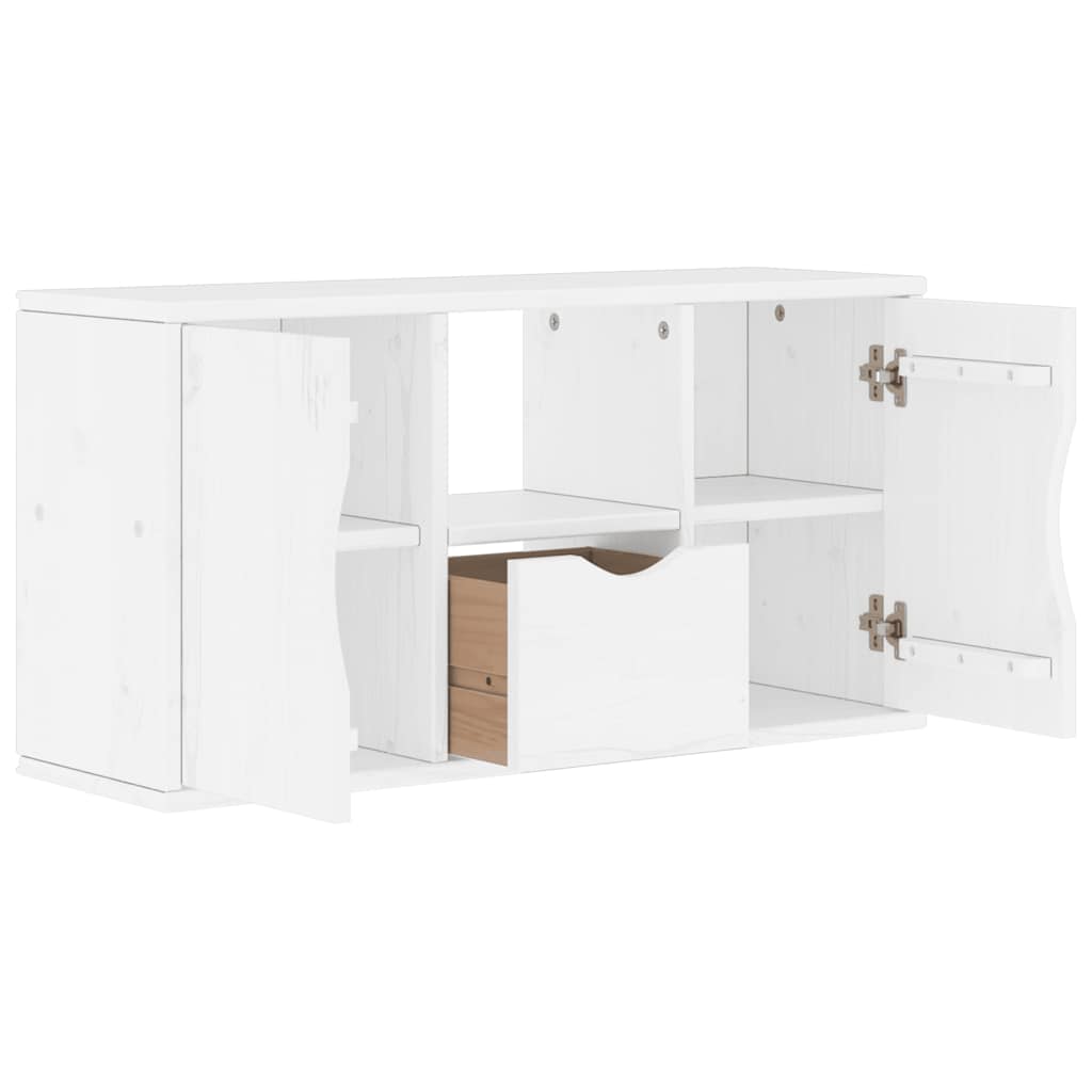 Meuble TV avec tiroir ODDA blanc 79x24x40 cm bois massif pin - XIOS