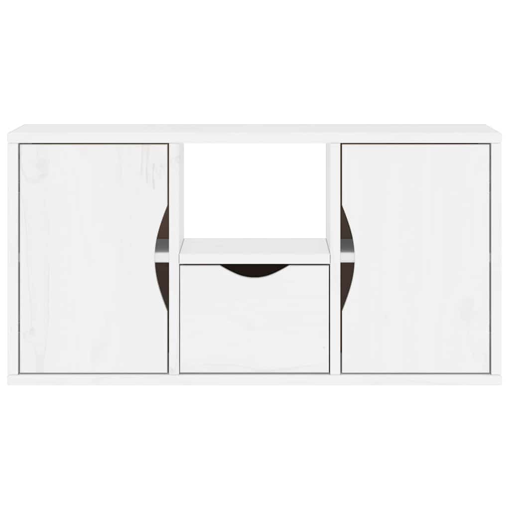 Meuble TV avec tiroir ODDA blanc 79x24x40 cm bois massif pin - XIOS