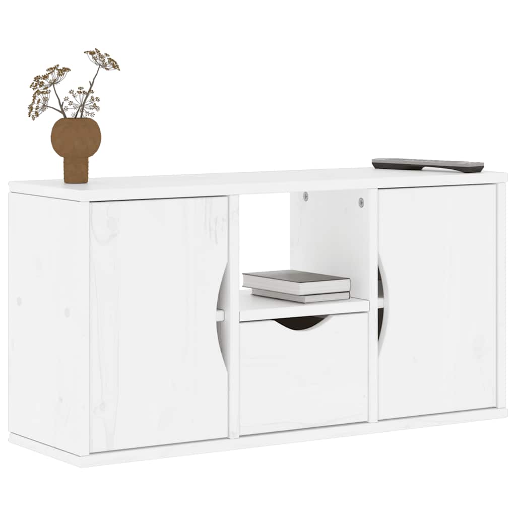 Meuble TV avec tiroir ODDA blanc 79x24x40 cm bois massif pin - XIOS