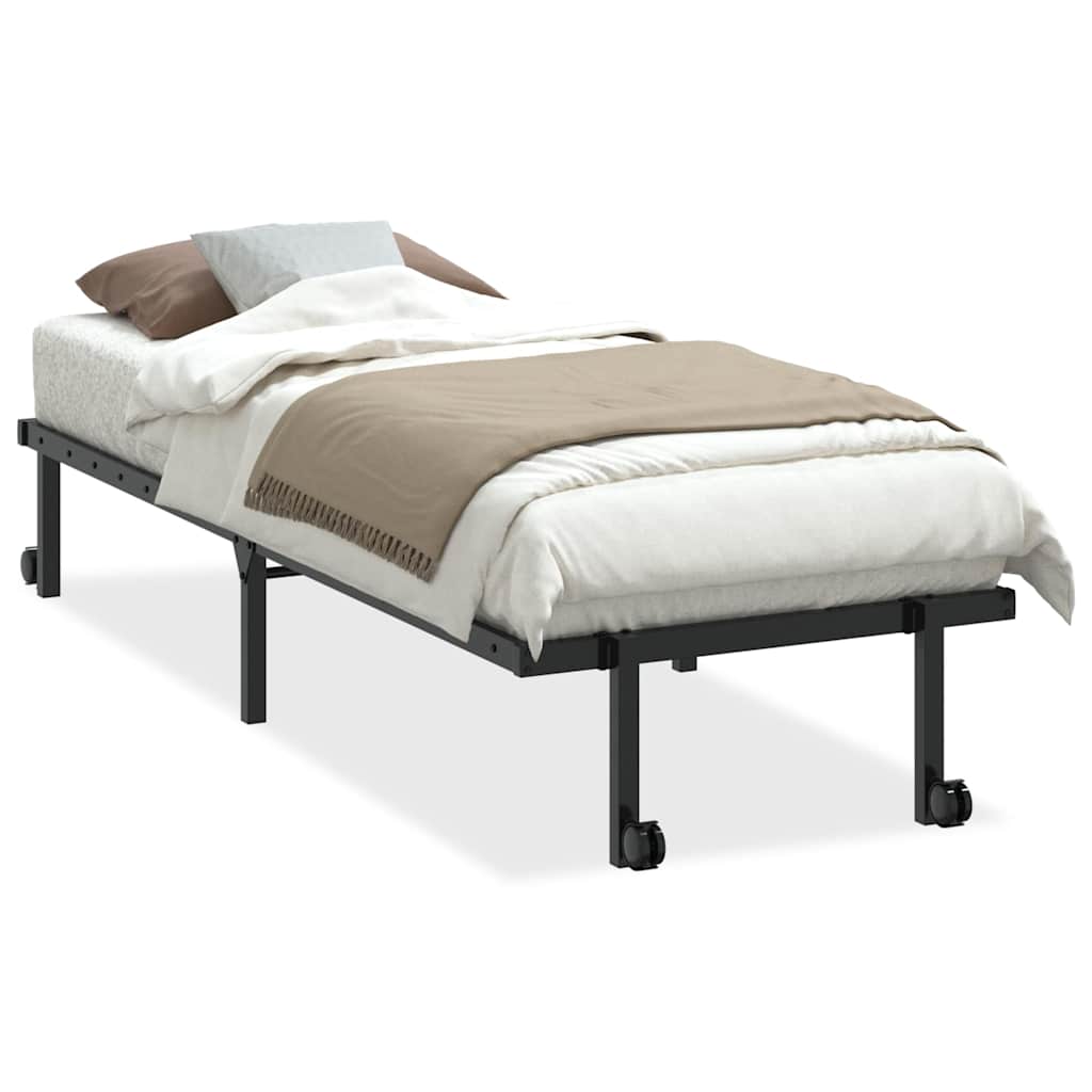 Cadre de lit sans matelas pliable noir 80x200 cm acier - XIOS