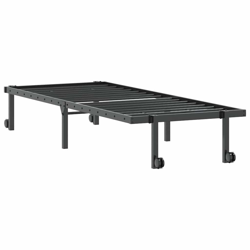 Cadre de lit sans matelas pliable noir 80x200 cm acier - XIOS