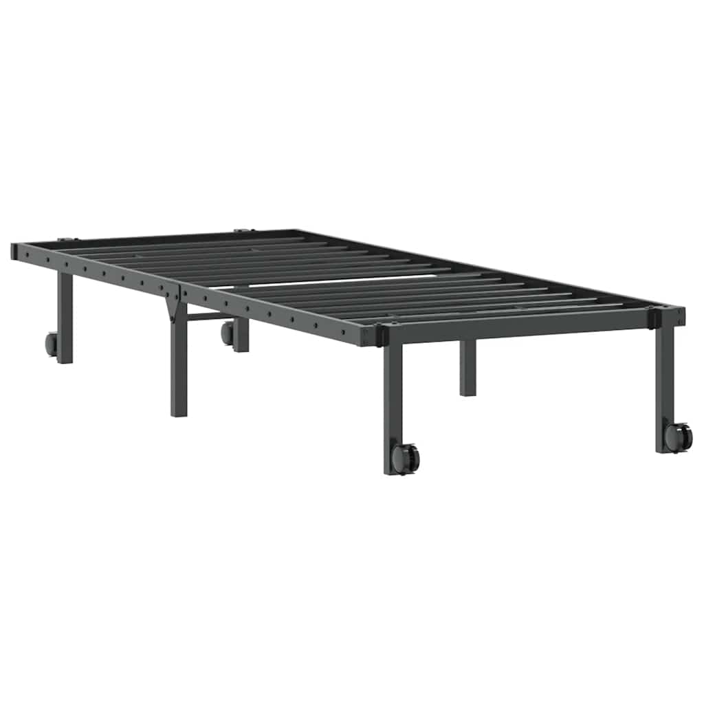 Cadre de lit sans matelas pliable noir 80x200 cm acier - XIOS