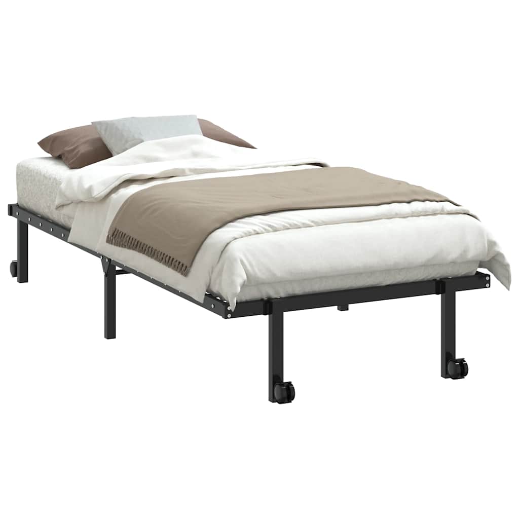 Cadre de lit sans matelas pliable noir 90x190 cm acier - XIOS
