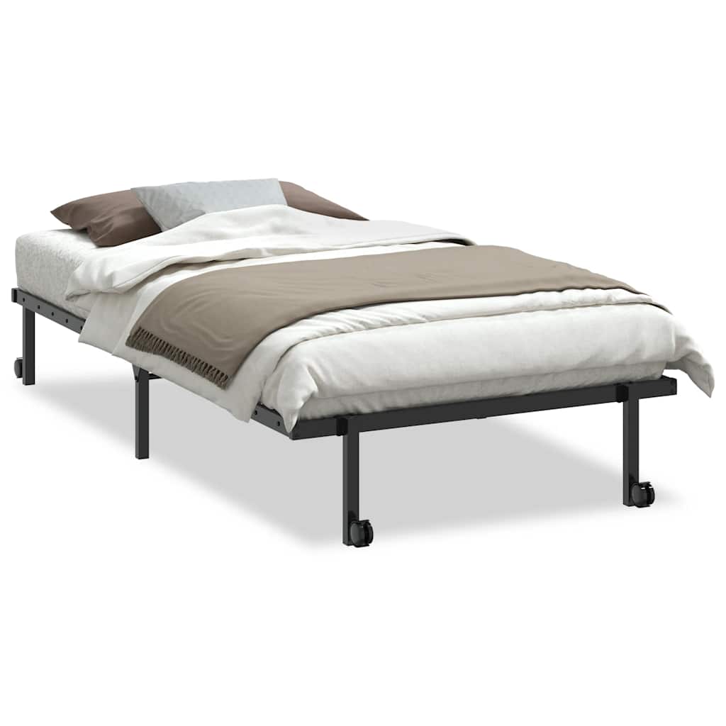 Cadre de lit sans matelas pliable noir 100x190 cm acier - XIOS