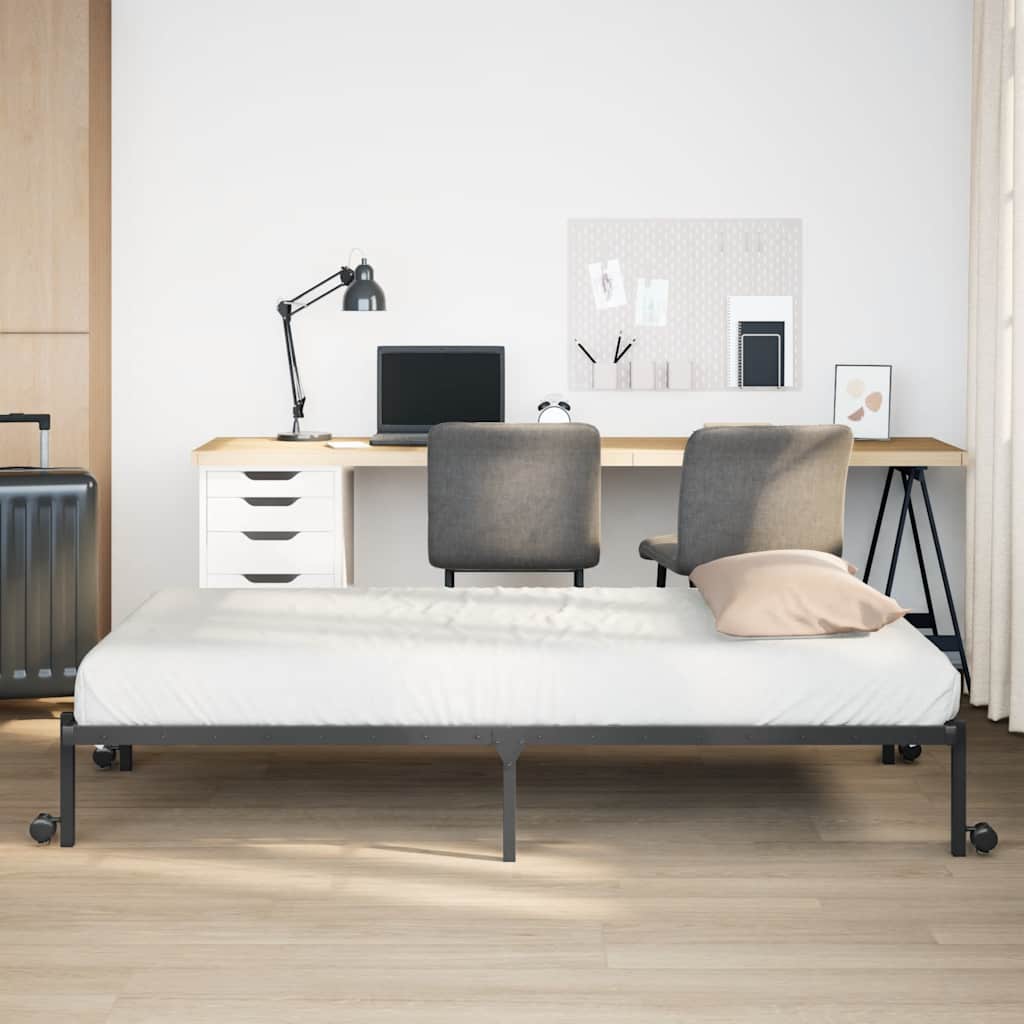 Cadre de lit sans matelas pliable noir 107x203 cm acier - XIOS