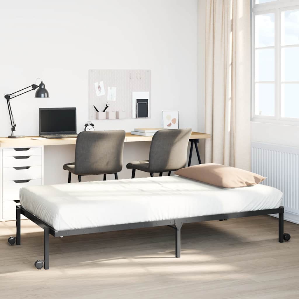 Cadre de lit sans matelas pliable noir 107x203 cm acier - XIOS
