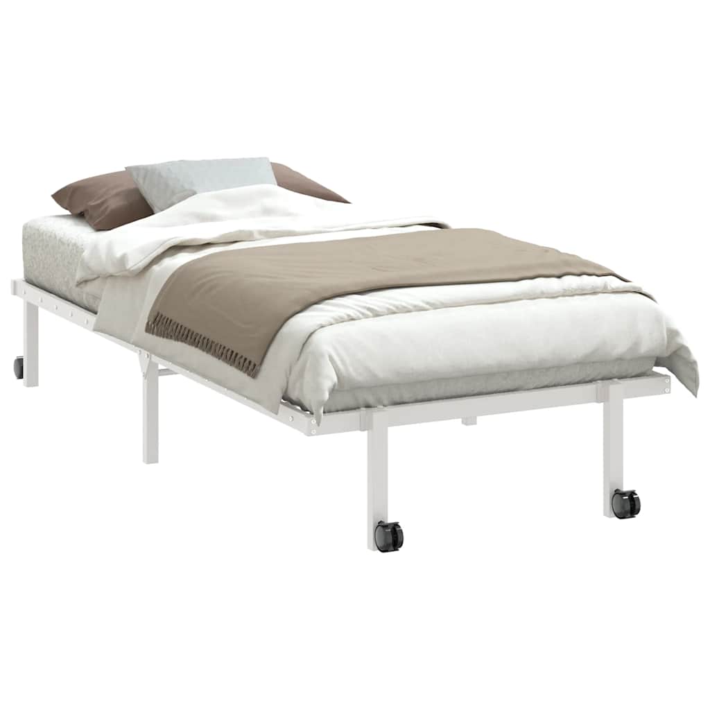 Cadre de lit sans matelas pliable blanc 90x190 cm acier - XIOS