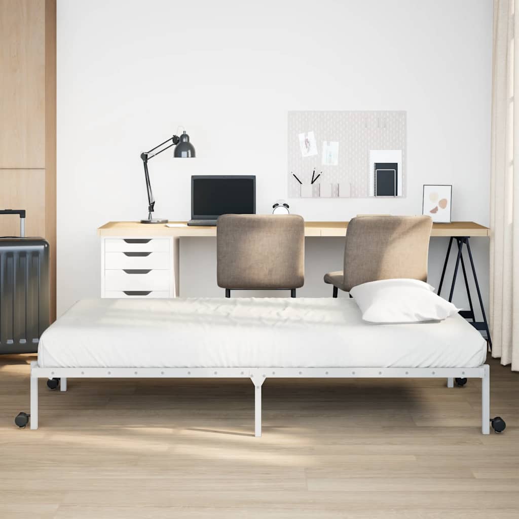 Cadre de lit sans matelas pliable blanc 90x190 cm acier - XIOS