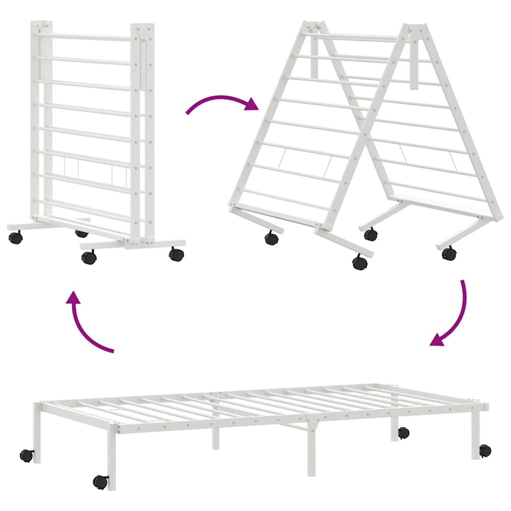 Cadre de lit sans matelas pliable blanc 90x190 cm acier - XIOS