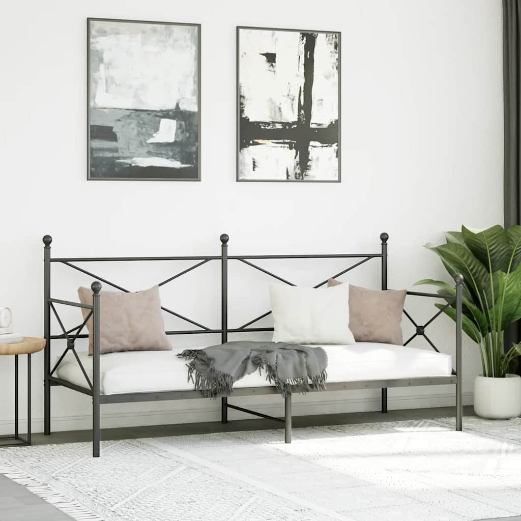 Lit de repos sans matelas noir 90x200 cm acier - XIOS