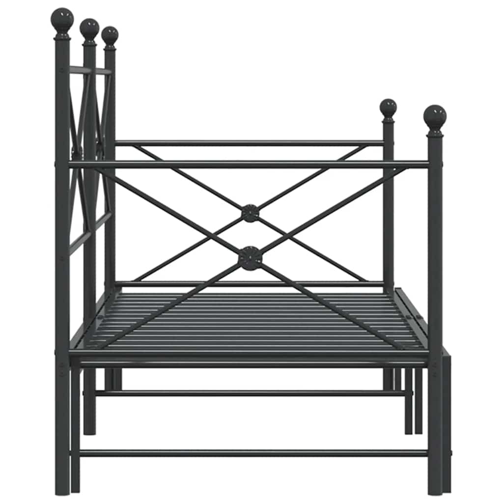 Lit de jour et lit gigogne sans matelas noir 90x190 cm acier - XIOS