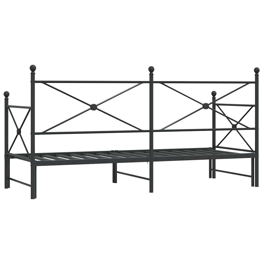 Lit de jour et lit gigogne sans matelas noir 90x190 cm acier - XIOS