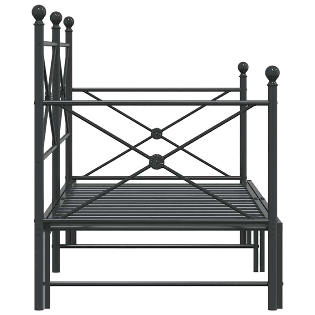 Lit de jour avec gigogne sans matelas noir 90x200 cm acier - XIOS