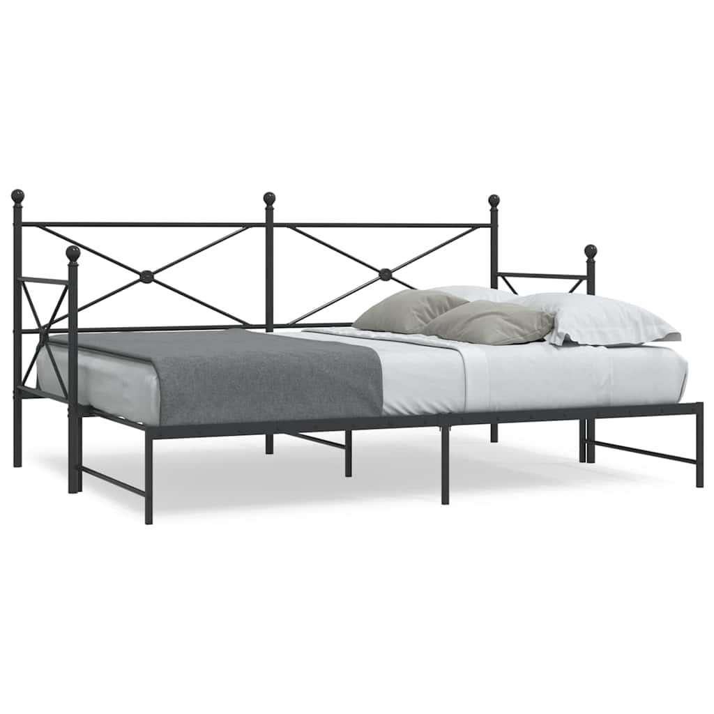 Lit de jour avec gigogne sans matelas noir 90x200 cm acier - XIOS