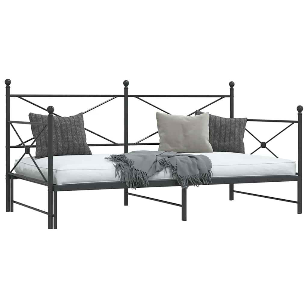 Lit de jour avec gigogne sans matelas noir 100x200 cm acier - XIOS