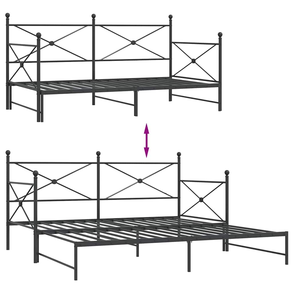 Lit de jour avec gigogne sans matelas noir 100x200 cm acier - XIOS