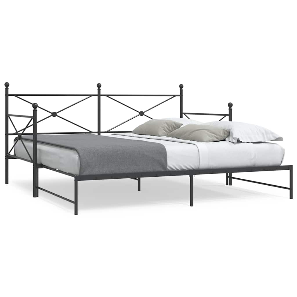 Lit de jour avec gigogne sans matelas noir 100x200 cm acier - XIOS