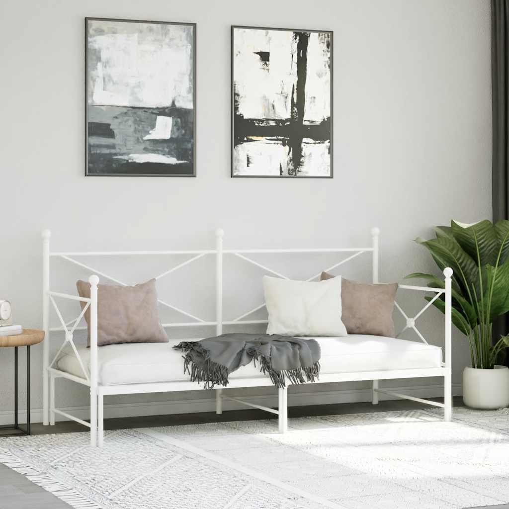 Lit de jour avec lit gigogne sans matelas blanc 90x190 cm acier - XIOS