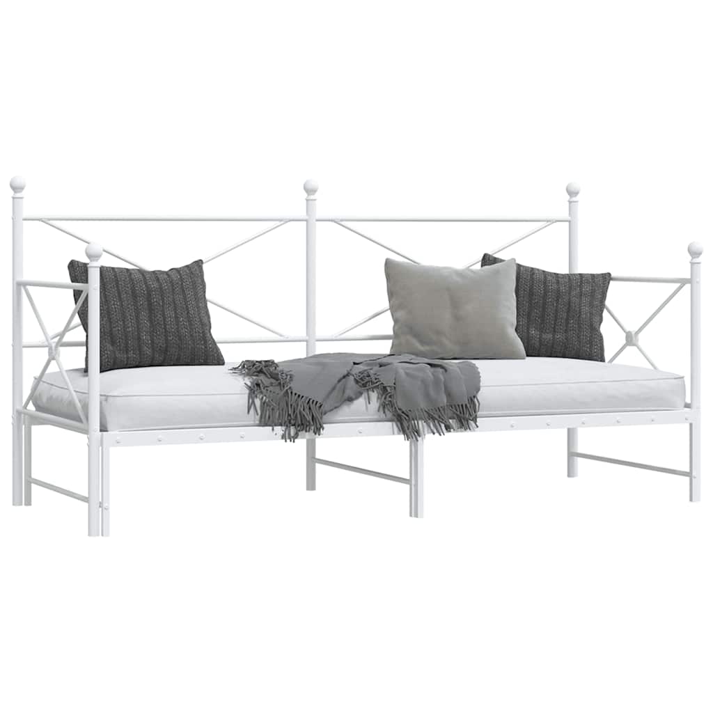 Lit de jour avec lit gigogne sans matelas blanc 90x190 cm acier - XIOS