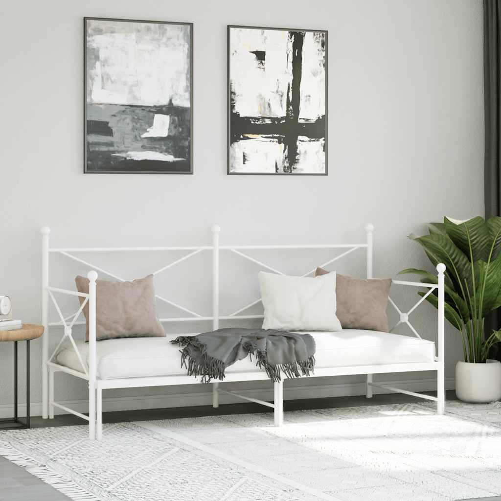 Lit de jour avec lit gigogne sans matelas blanc 90x200 cm acier - XIOS