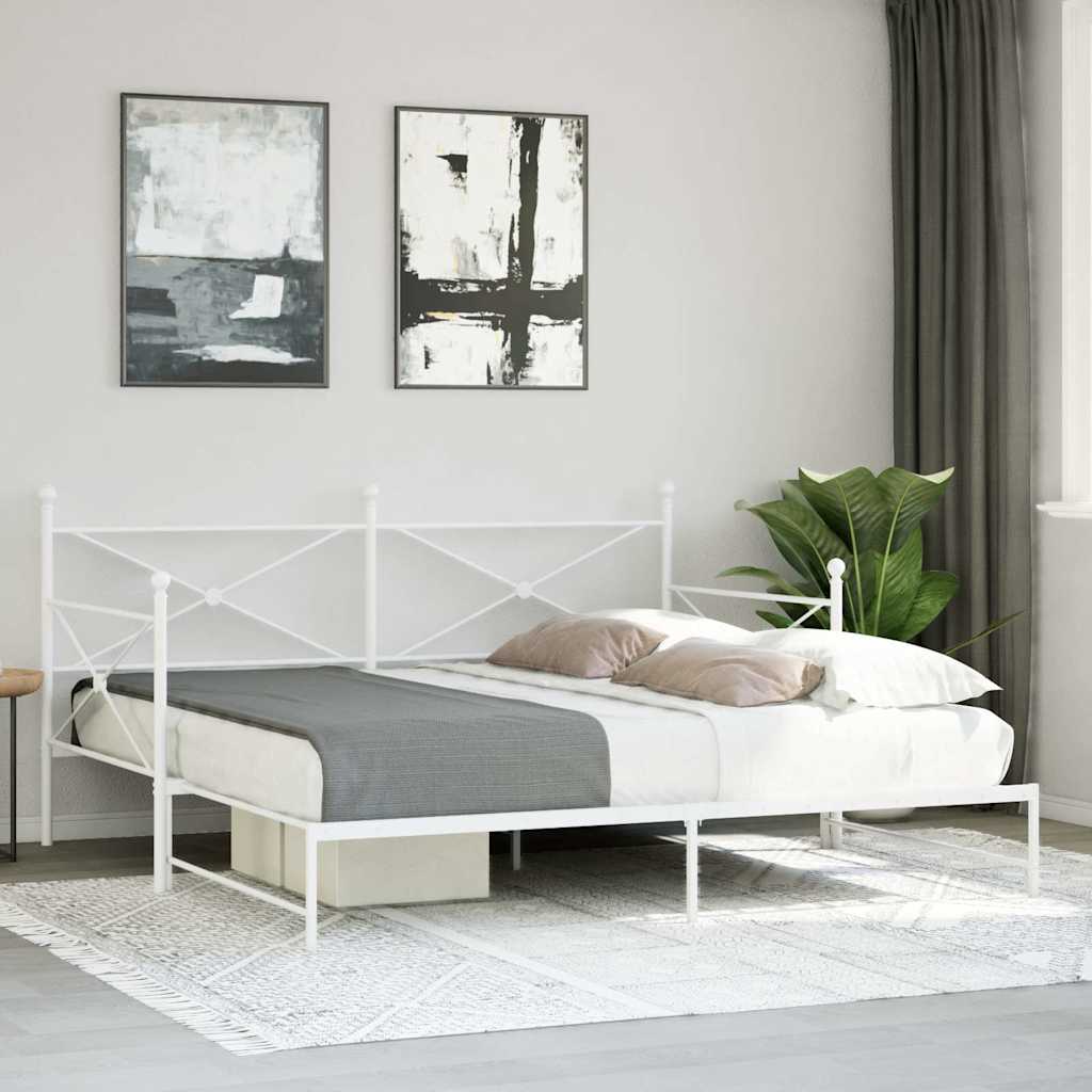 Lit de jour avec lit gigogne sans matelas blanc 100x190cm acier - XIOS