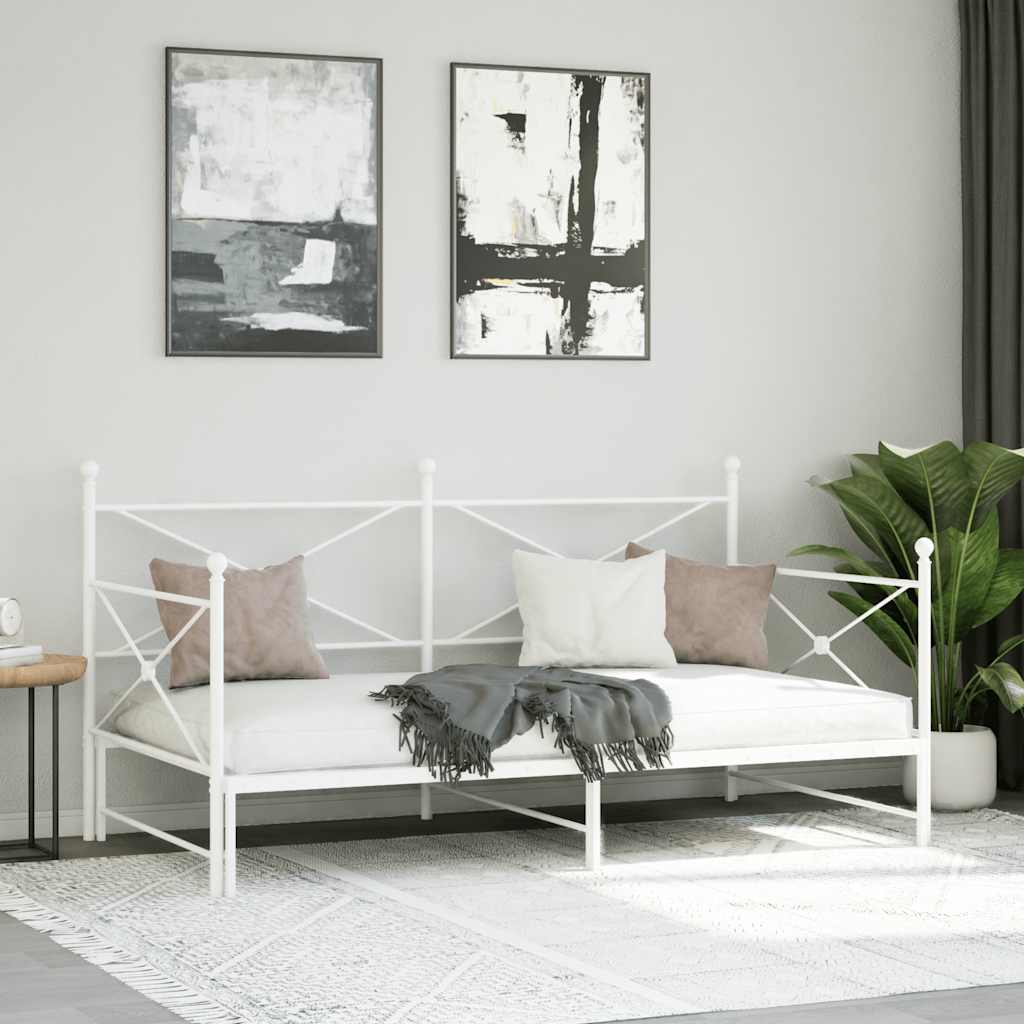 Lit de jour avec lit gigogne sans matelas blanc 100x190cm acier - XIOS