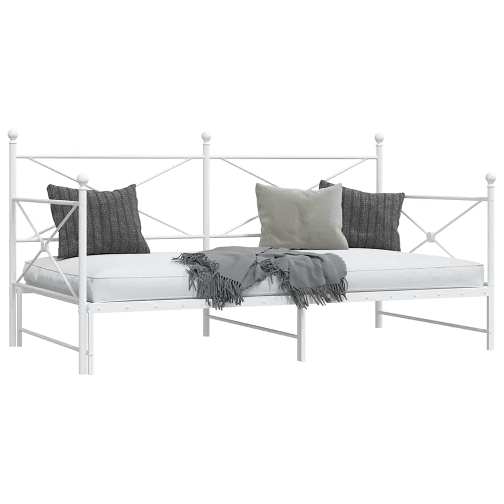 Lit de jour avec lit gigogne sans matelas blanc 100x190cm acier - XIOS