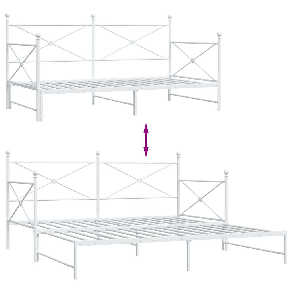 Lit de jour avec lit gigogne sans matelas blanc 100x190cm acier - XIOS