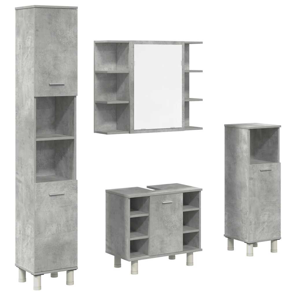 Ensemble de meubles de salle de bain 4 pcs gris béton