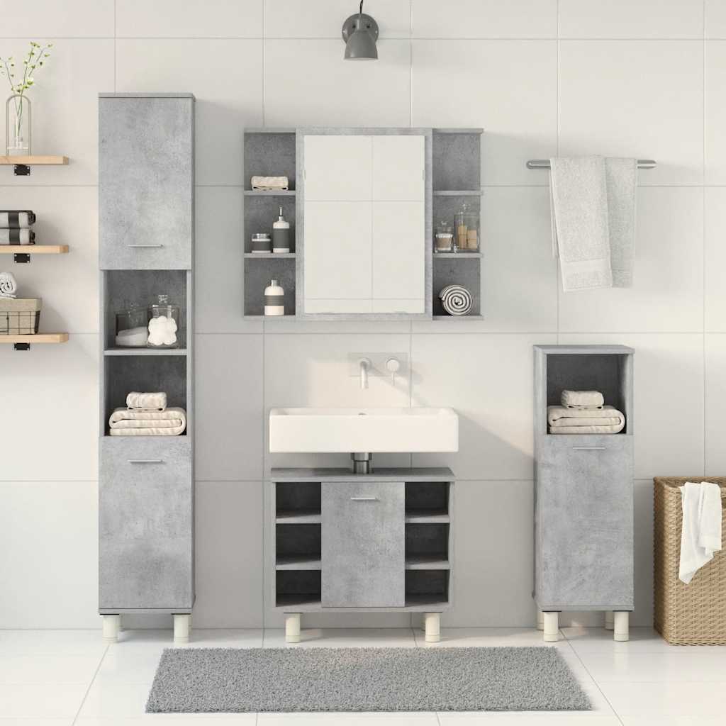 Ensemble de meubles de salle de bain 4 pcs gris béton