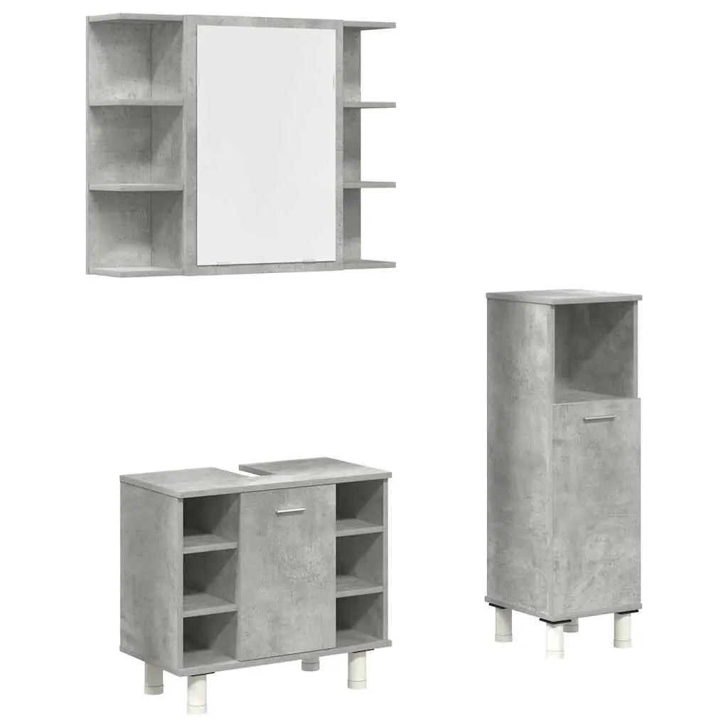 Ensemble de meubles de salle de bain 3 pcs gris béton - XIOS