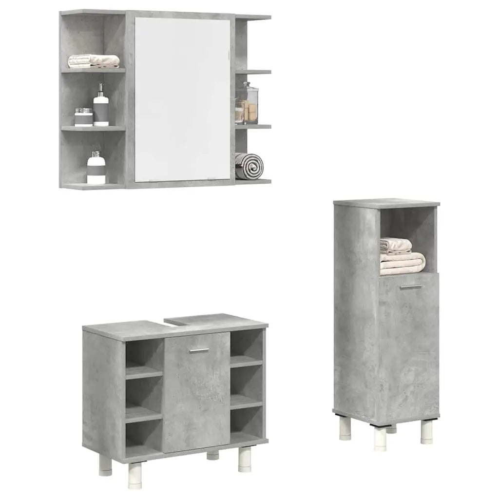 Ensemble de meubles de salle de bain 3 pcs gris béton - XIOS
