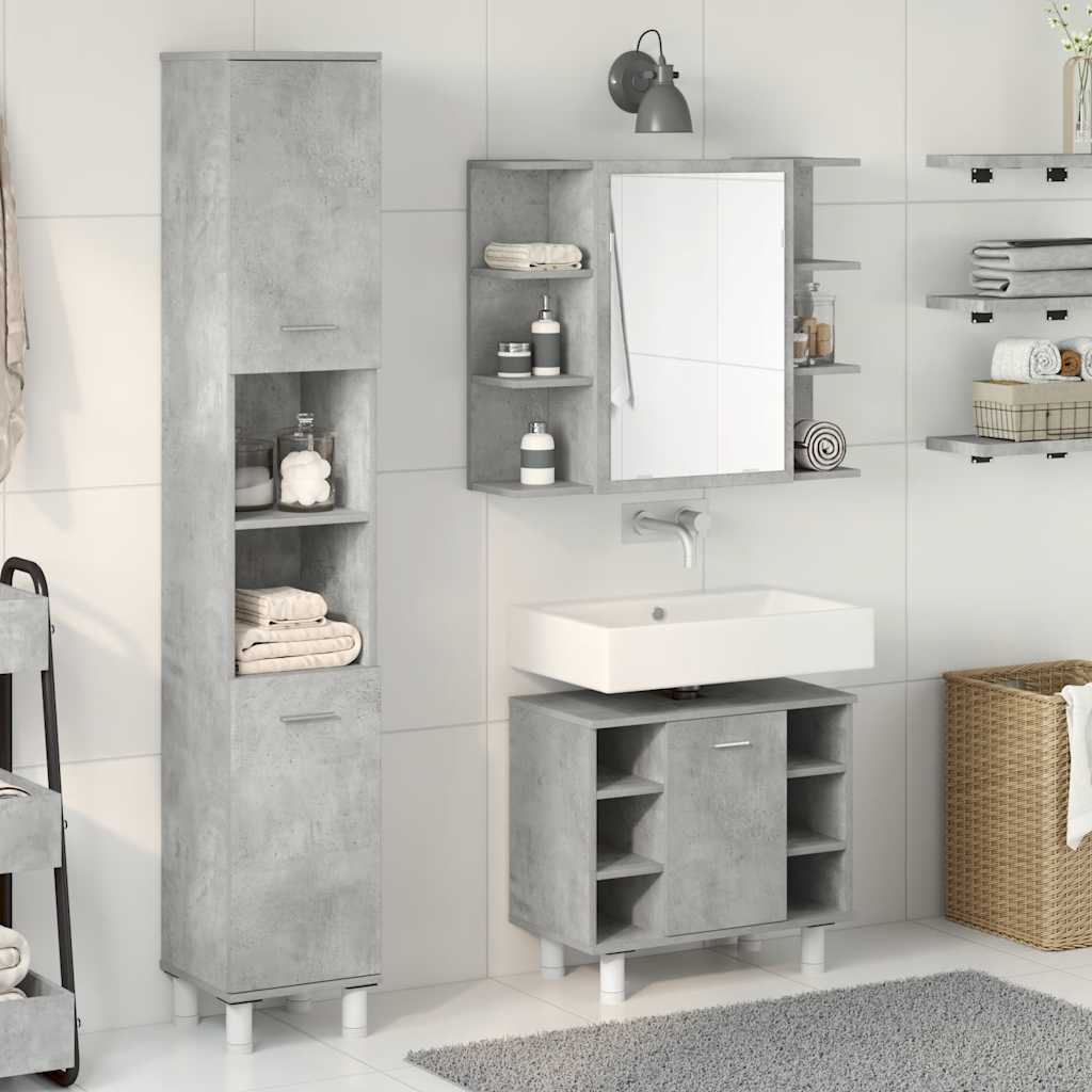 Ensemble de meubles de salle de bain 3 pcs gris béton