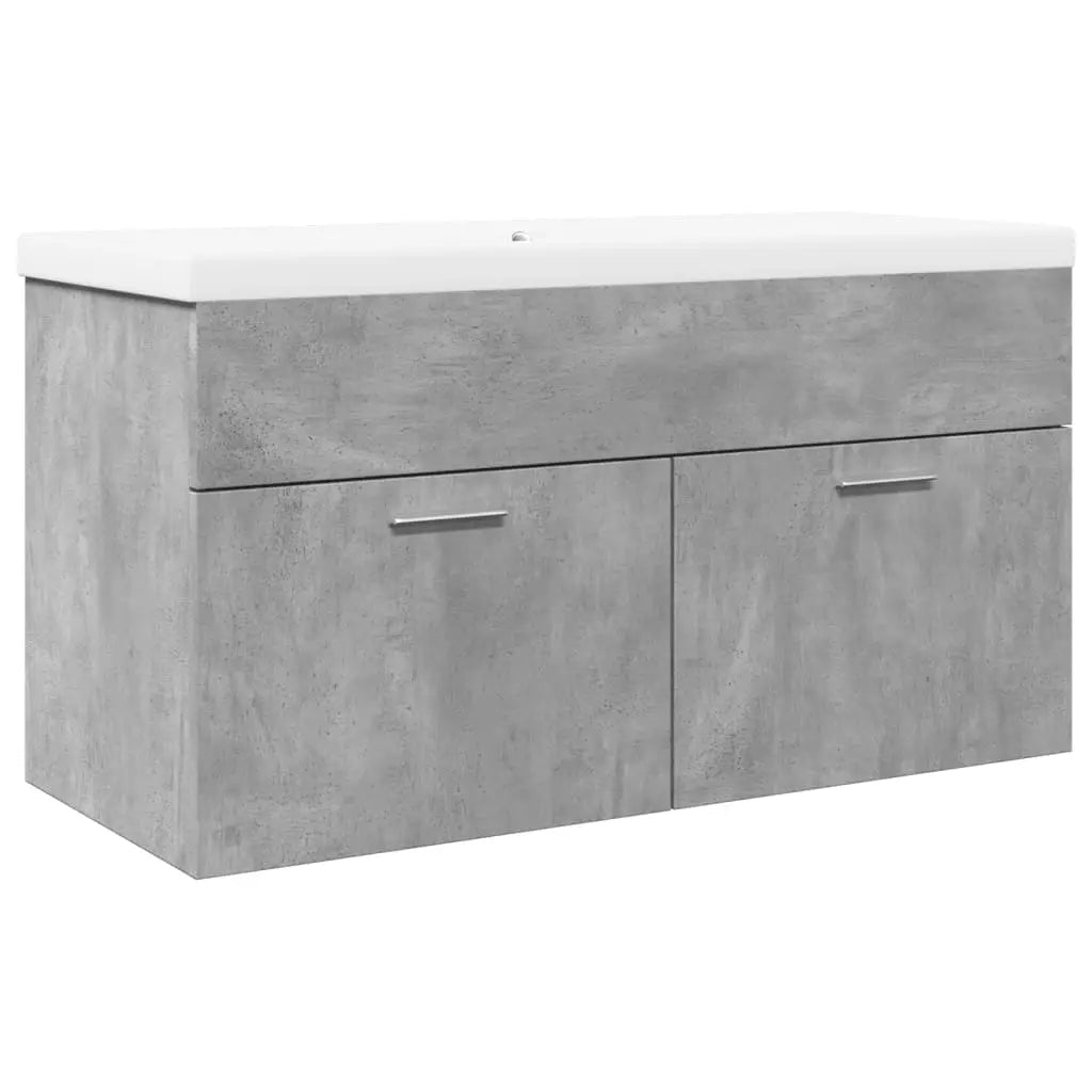Armoire lavabo de salle de bain avec bassin intégré gris béton - XIOS