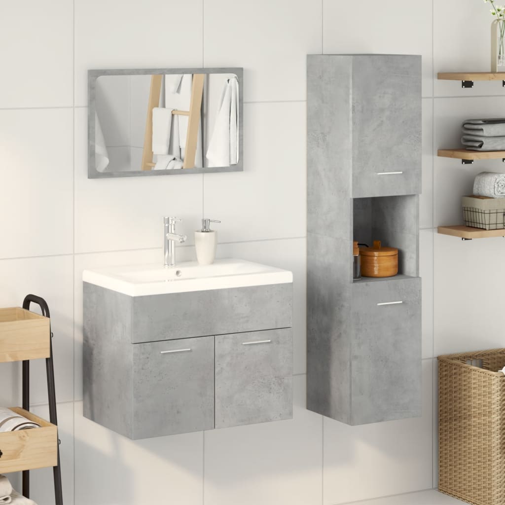 Ensemble de meubles de salle de bain 3 pcs gris béton